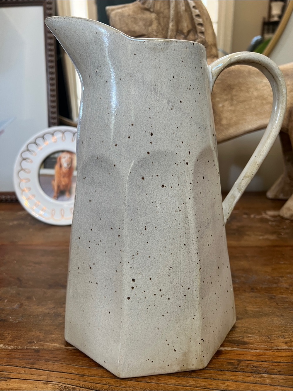 Portuguese Made Pottery Pebbled Cream Vase Pitcher